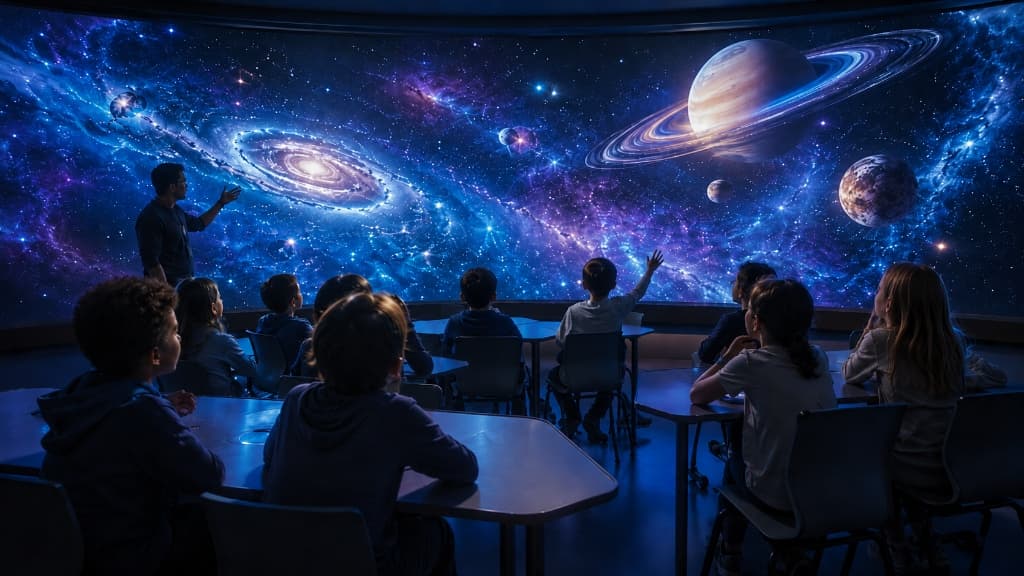 Students in an immersive learning environment